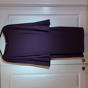 🇨🇦Frank Lyman Purple Long Sleeve W Silver Grommets Midi Sheath Dress Size 14